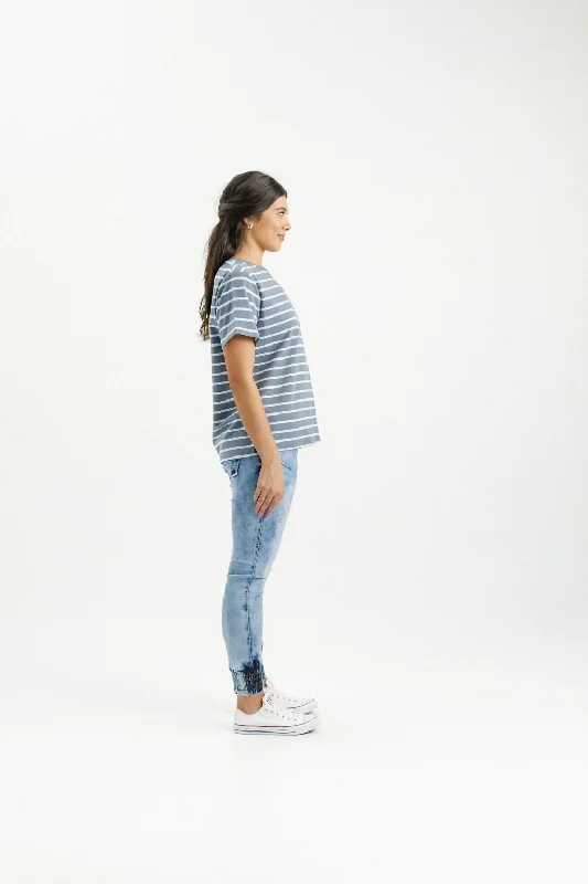 Homelee Chris Tee - Stormy Stripe with Mini X