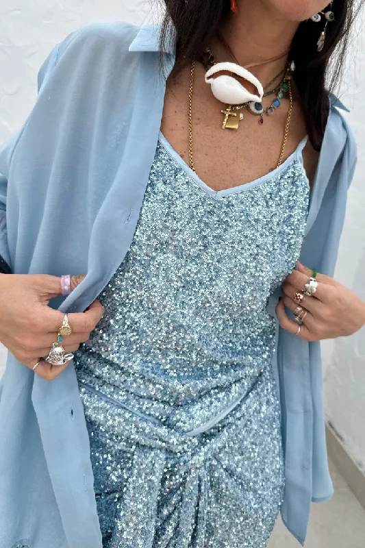 Ice Blue Sequin Cami Top