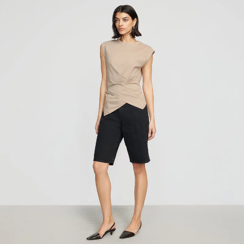 Janae Sleeveless Wrap Jersey Tee