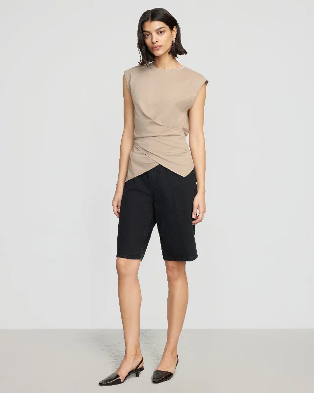 Janae Sleeveless Wrap Jersey Tee