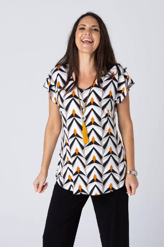 Jewel Print Short Sleeve Jersey Top