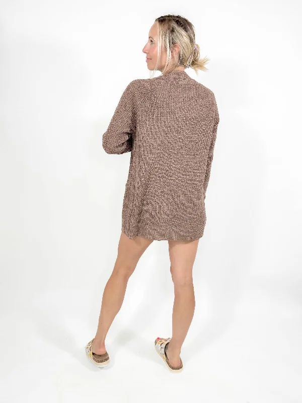 Karmen Waffle Cardigan- MOCHA