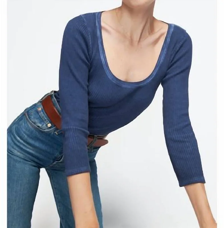 Laundry Scoop Neck Top In Denim