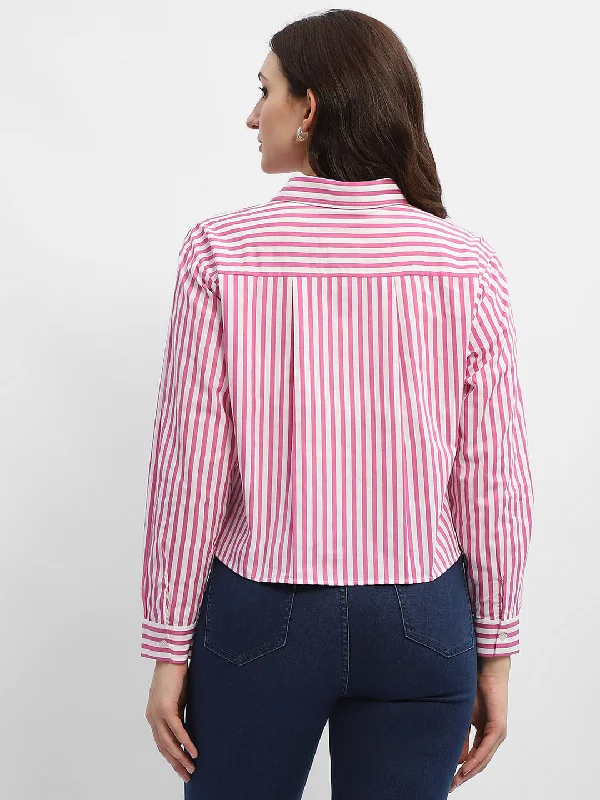 Madame Striped Fuschia Pink  Regular Shirt