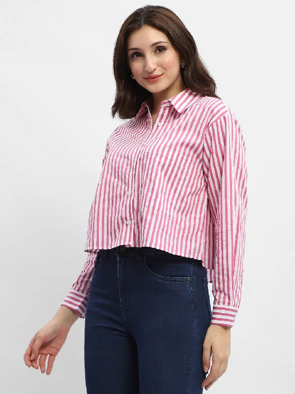 Madame Striped Fuschia Pink  Regular Shirt