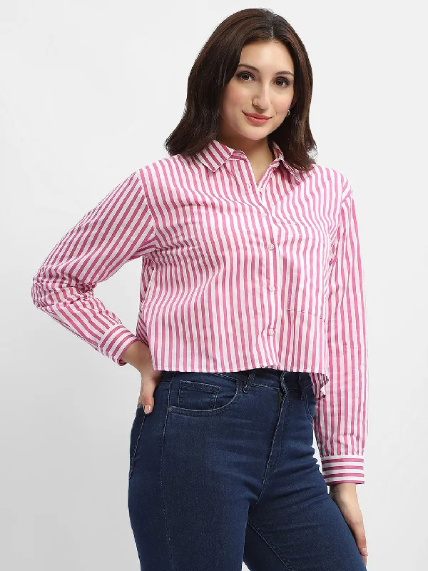 Madame Striped Fuschia Pink  Regular Shirt