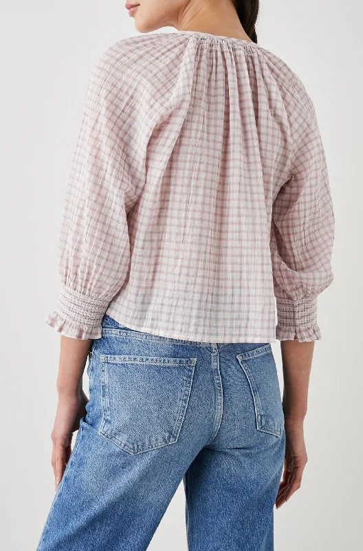 MARIAH TOP - SOFT ROSE CHECK