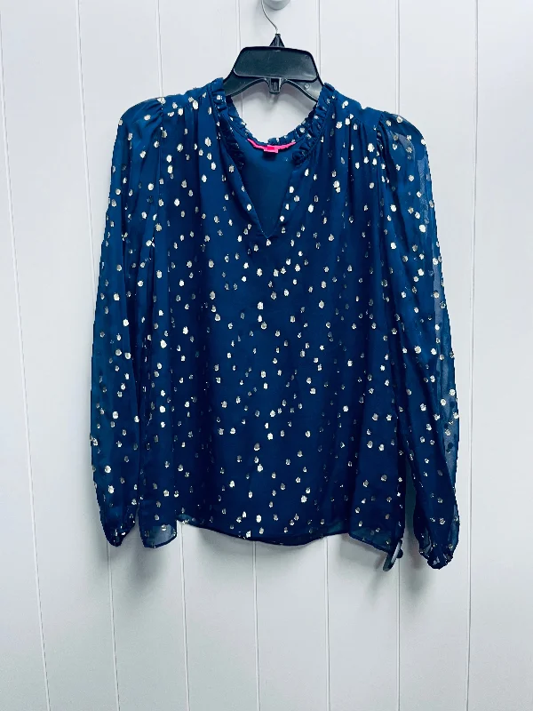 Navy Blouse Long Sleeve Lilly Pulitzer, Size S