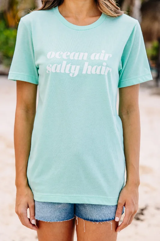 Ocean Air Salty Hair Mint Green Graphic Tee