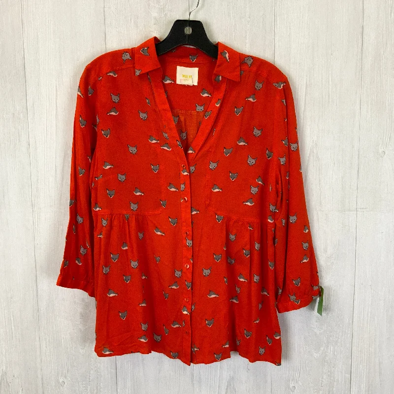 Orange Blouse 3/4 Sleeve Maeve, Size M