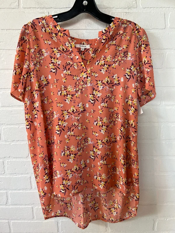 Orange Top Short Sleeve Pleione, Size S