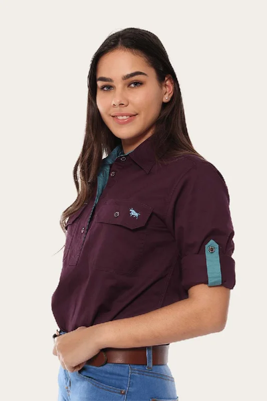 Pentecost River Womens Half Button Work Shirt - Aubergine