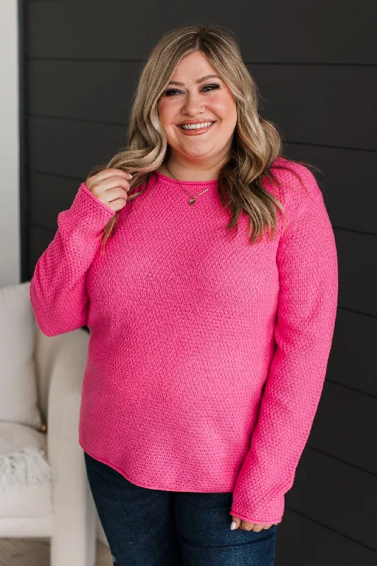 Personal Best Knit Sweater- Bright Pink