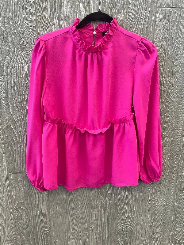 Pink Blouse Long Sleeve Shein, Size S