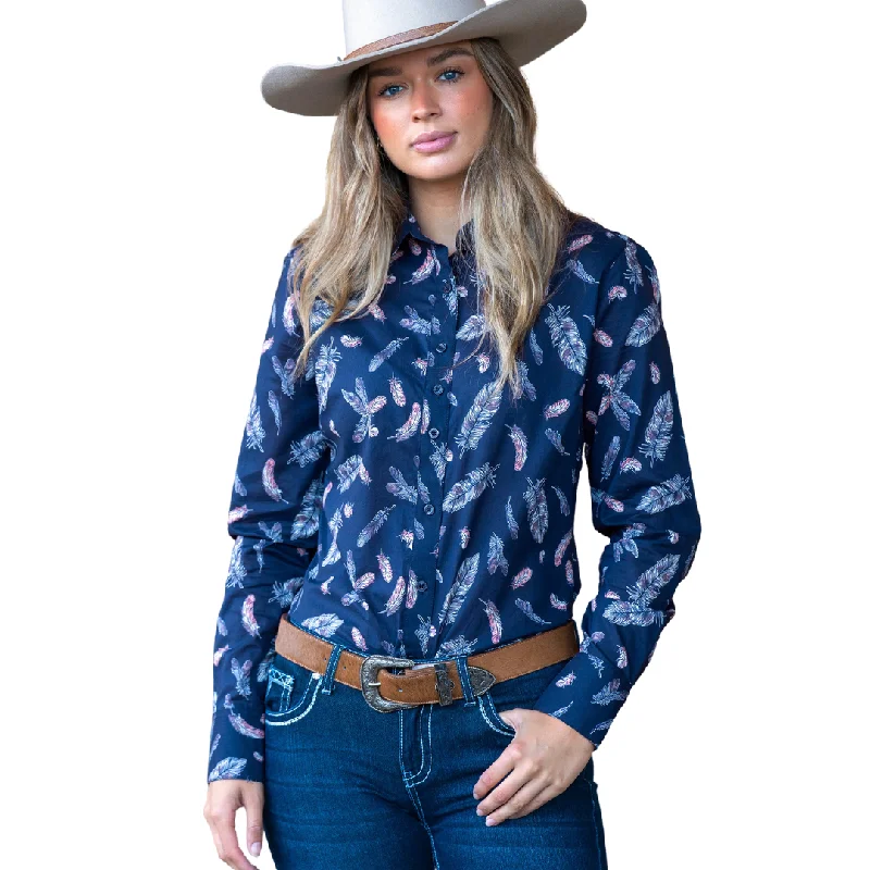 Pure Western Womens Alaya Feather Print LS Shirt