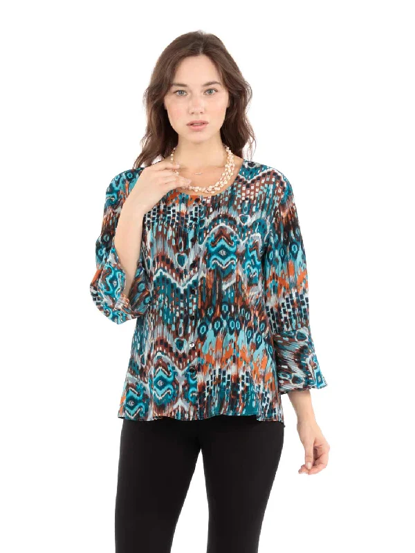 Tianello ""Quito"" Print  Washable Silk ""Lisa"" Blouse