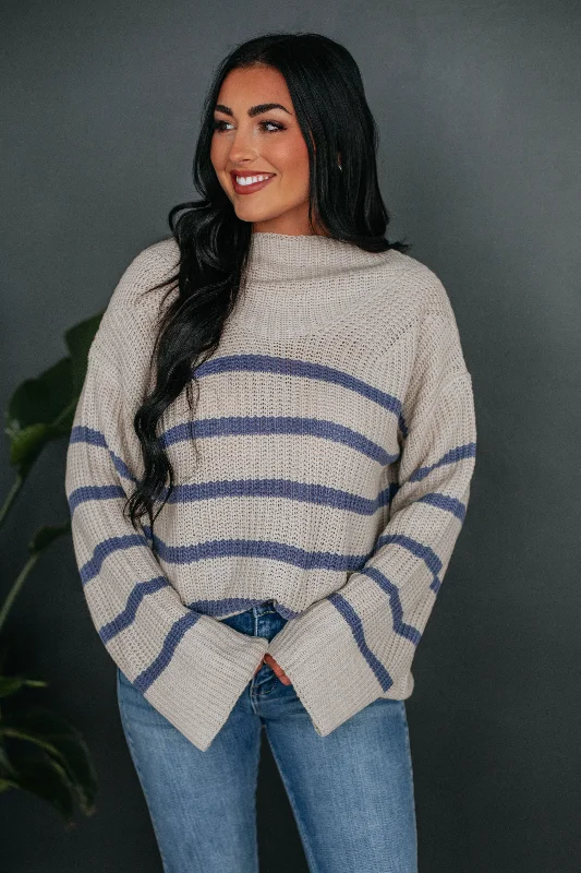 Rayleen Striped Sweater - Steel Blue Mix