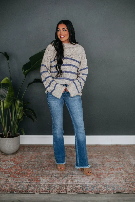 Rayleen Striped Sweater - Steel Blue Mix