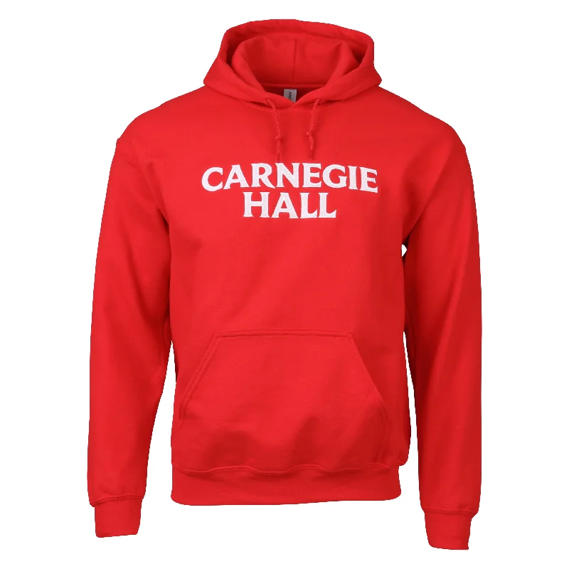 Red Hooded Pullover Sweatshirt (White Embroidered Logo)