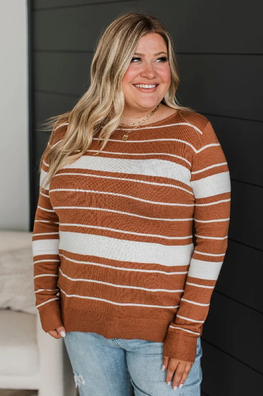 Roll With It Striped Sweater- Copper