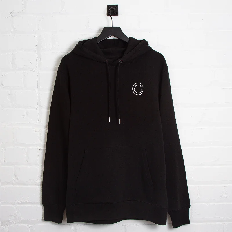 Side Smiley Back  - Pullover Hood - Black