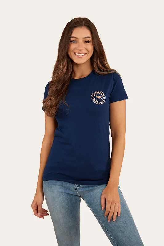 Signature Bull Womens Classic Fit T-Shirt - Navy/Rose Gold