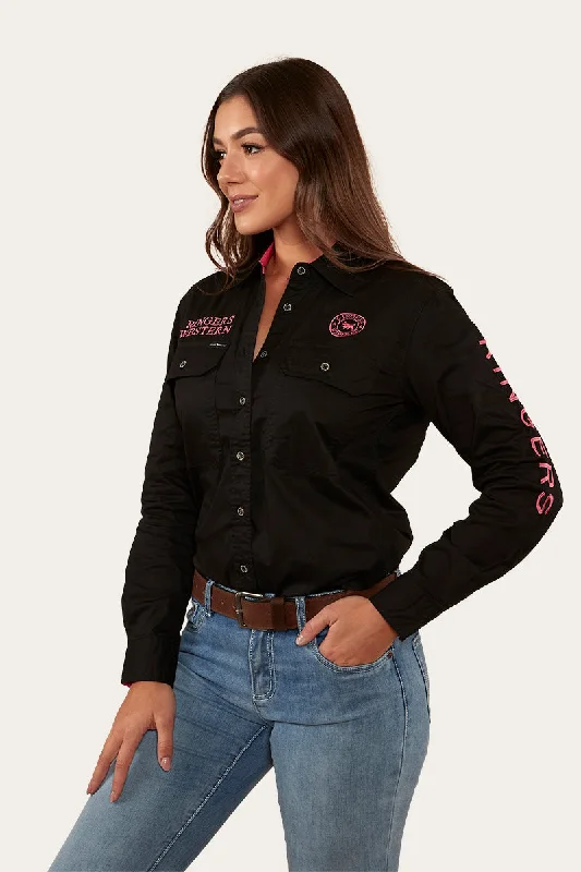 Signature Jillaroo Womens Full Button Work Shirt - Black/Melon