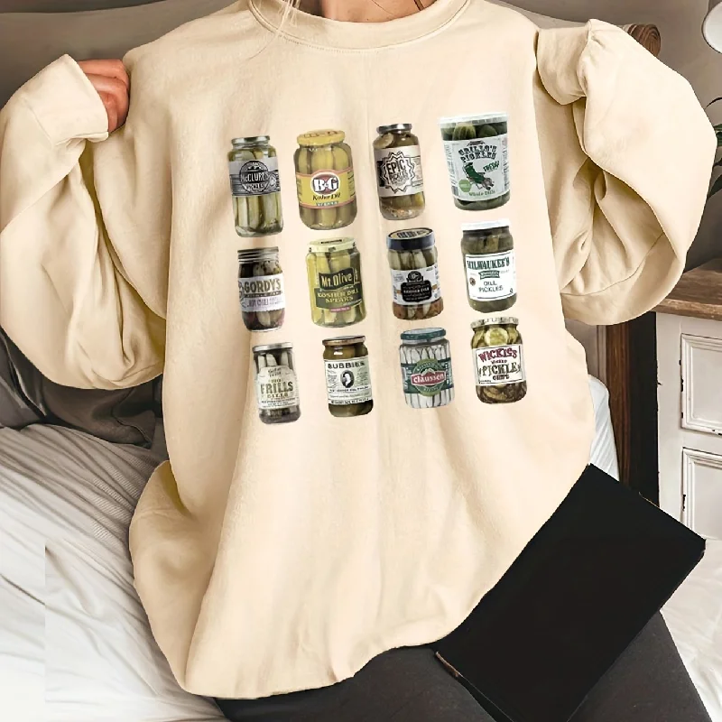 Sixsr Graphic Print Sweatshirt, Casual Long Sleeve Crew Neck Sweatshirt For Spring & Fall, Women's Clothing