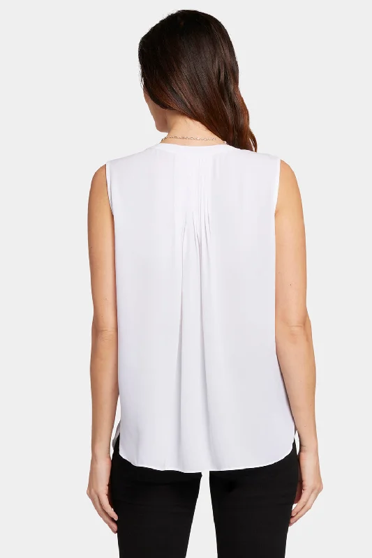 Sleeveless Pintuck Blouse - Optic White