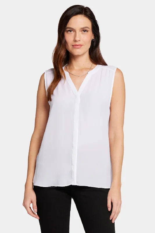 Sleeveless Pintuck Blouse - Optic White