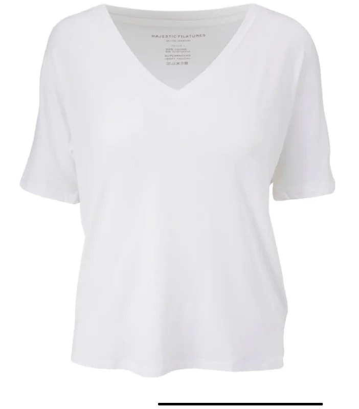 Soft Touch V-Neck Tee In Blanc