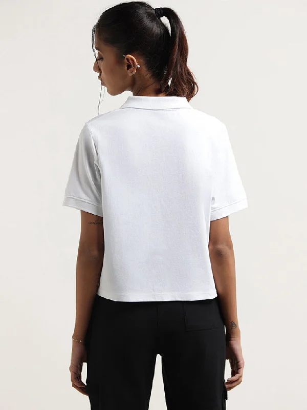 Studiofit White Contrast Cotton T-Shirt