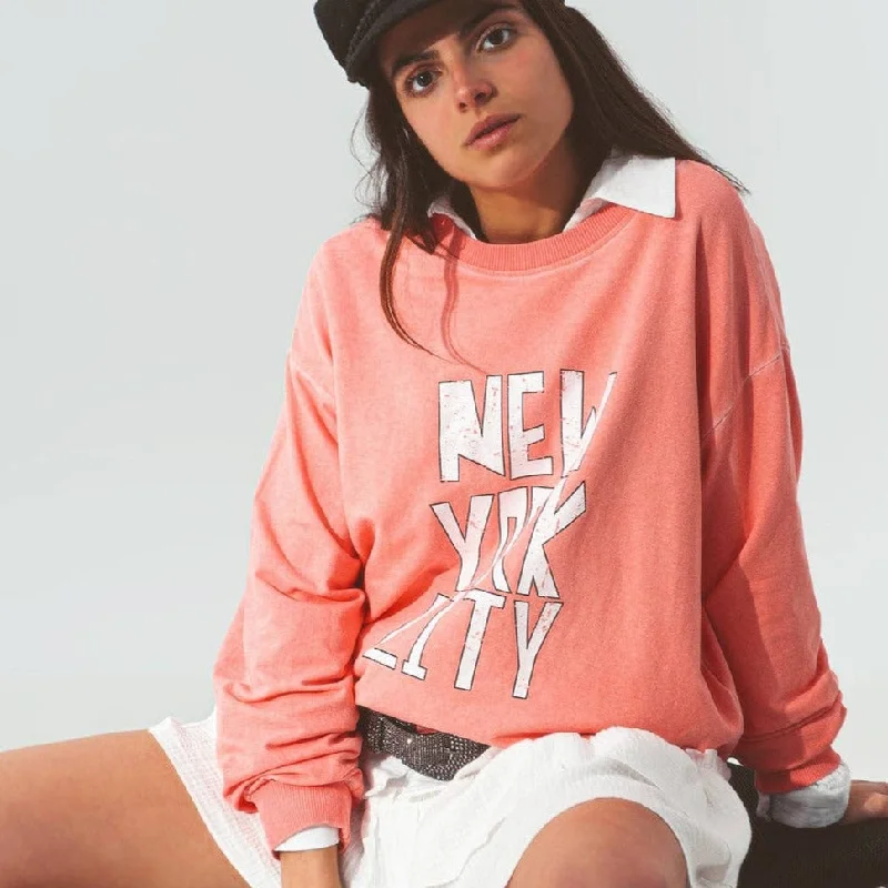 New York City Oversized Sweatshirt Coral