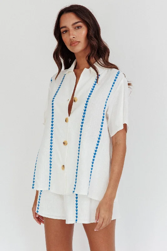 Swing Of Things Embroidered Shirt White