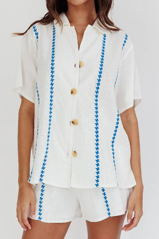 Swing Of Things Embroidered Shirt White