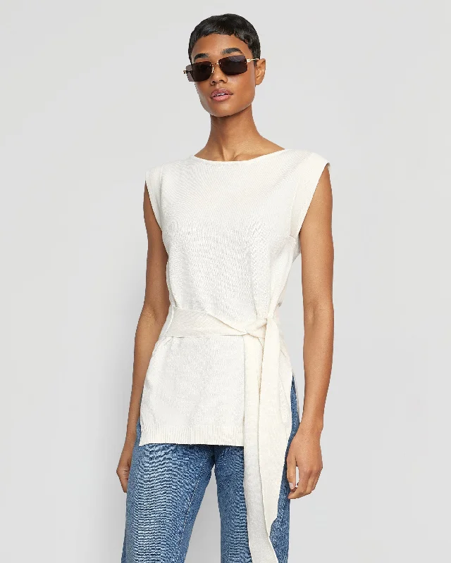 Tasha Organic Cotton Tie-Front Sweater