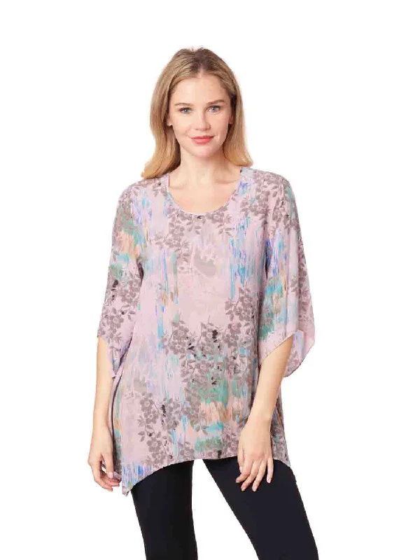 Tianello ""Fora Flora"" Print 100% Washable Silk ""Natalie"" Blouse