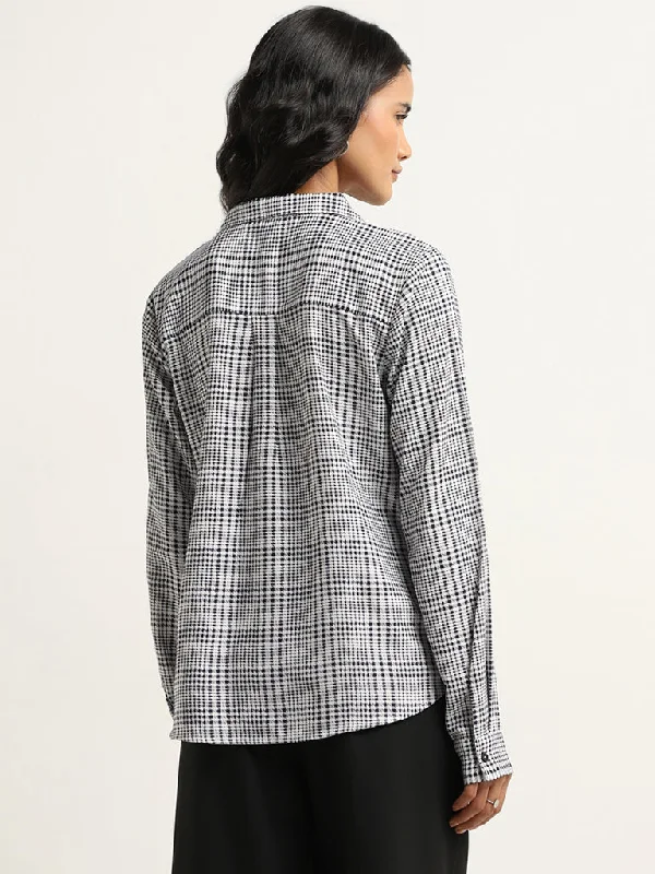 Wardrobe Ivory & Navy Houndstooth Shirt