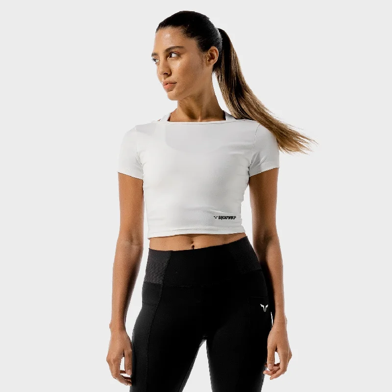 Warrior Crop Tee - Half Sleeves - White