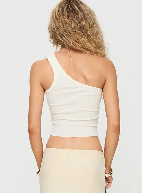 Water Colour One Shoulder Top White