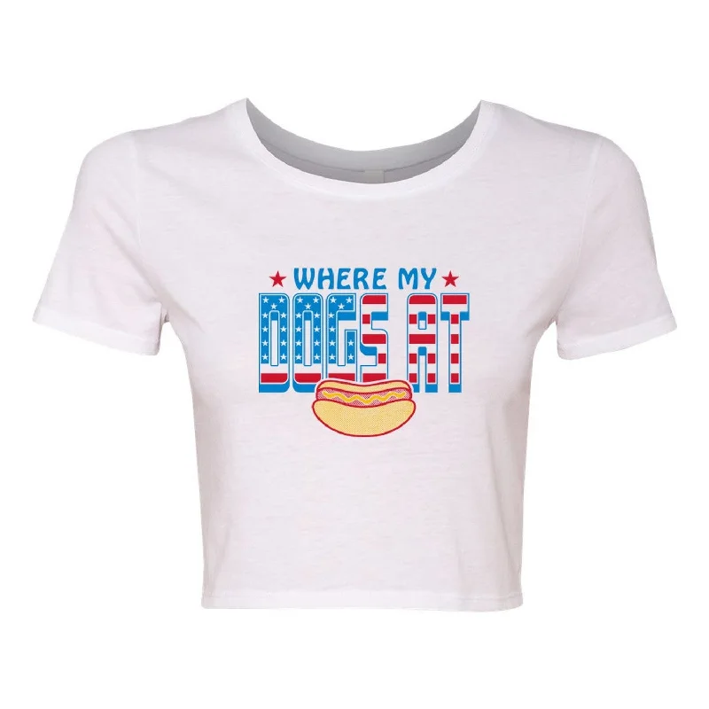 Where My Dogs At USA Cropped Tee