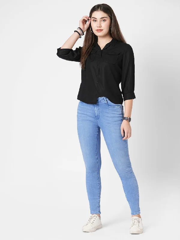 Women Solid Slim Fit Casual Shirt