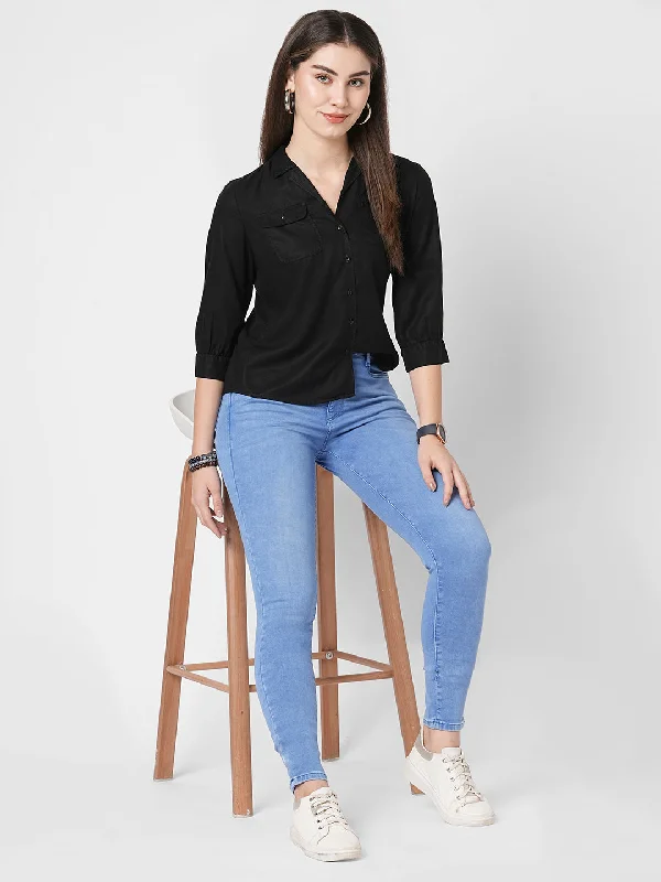 Women Solid Slim Fit Casual Shirt