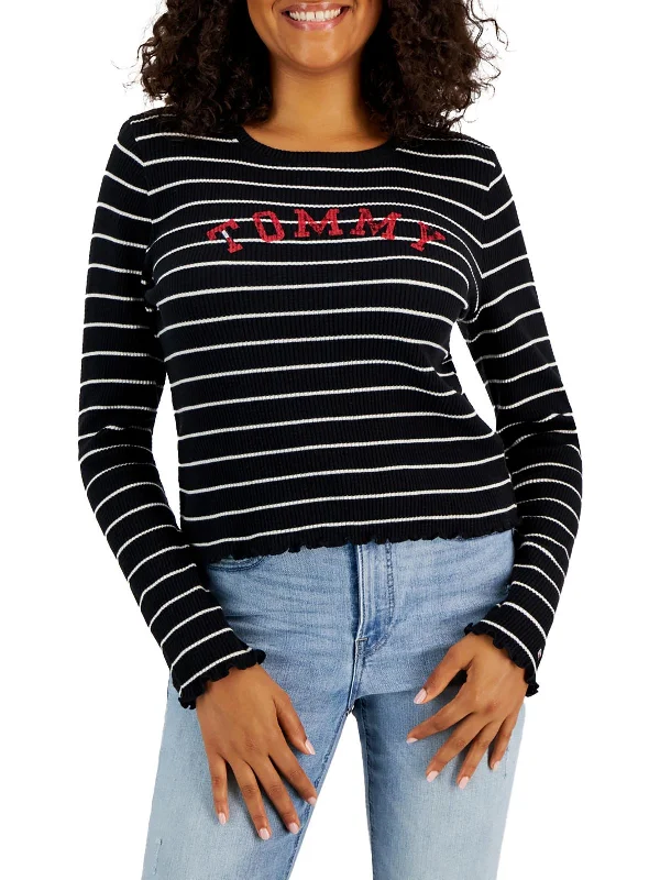 Womens Waffle Striped Graphic T-Shirt