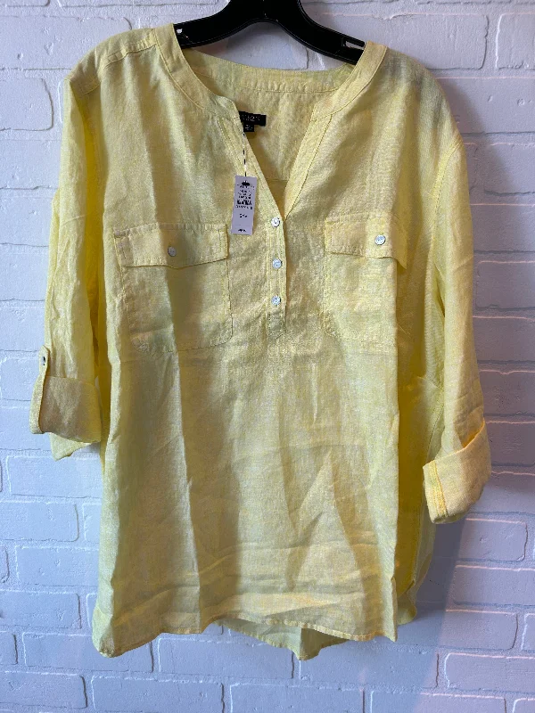 Yellow Blouse 3/4 Sleeve Talbots, Size 3x